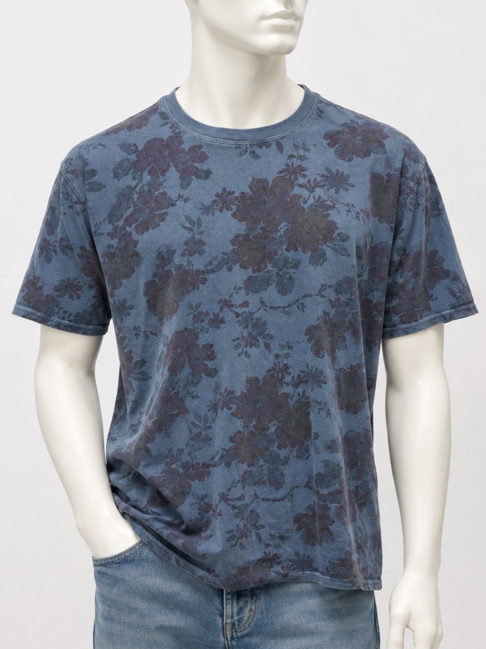 Abercrombie & Fitch Blue Floral Garment Dyed Crew Tee